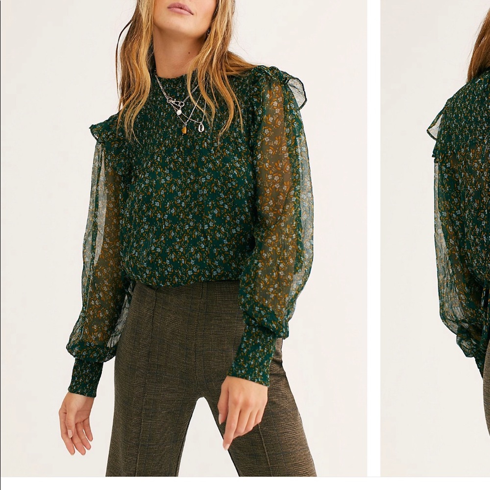 Free people green long sleeves top 💫✨🍃